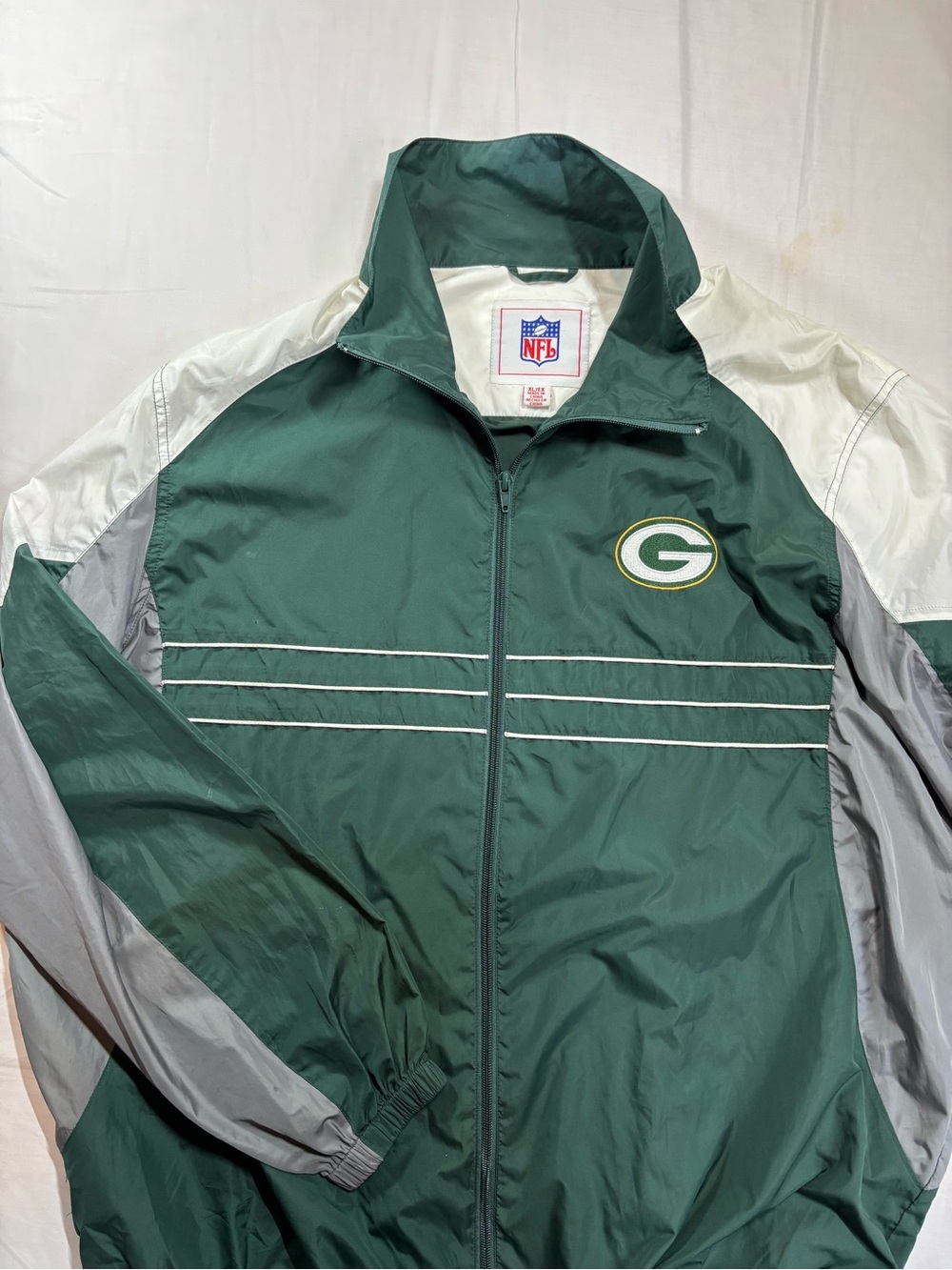 NFL Green/White/Gray Green Bay Packers Windbreaker Jacket size xl